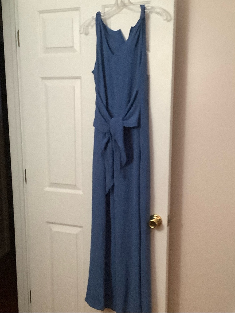 Cupshe Blue Sleeveless Maxi Jumpsuit with Front Tie